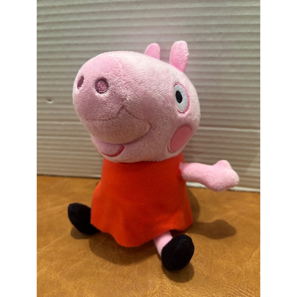 Peppa Pig Plush Stuffed Animal Toy Pink with Red Dress 7 Inch